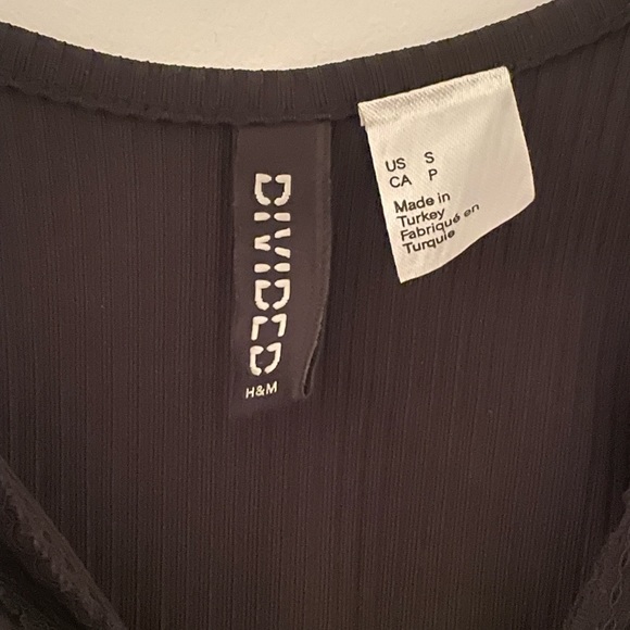 H&M Long Sleeve Black Bodysuit with Lace Trim, Size Small - Picture 4 of 4